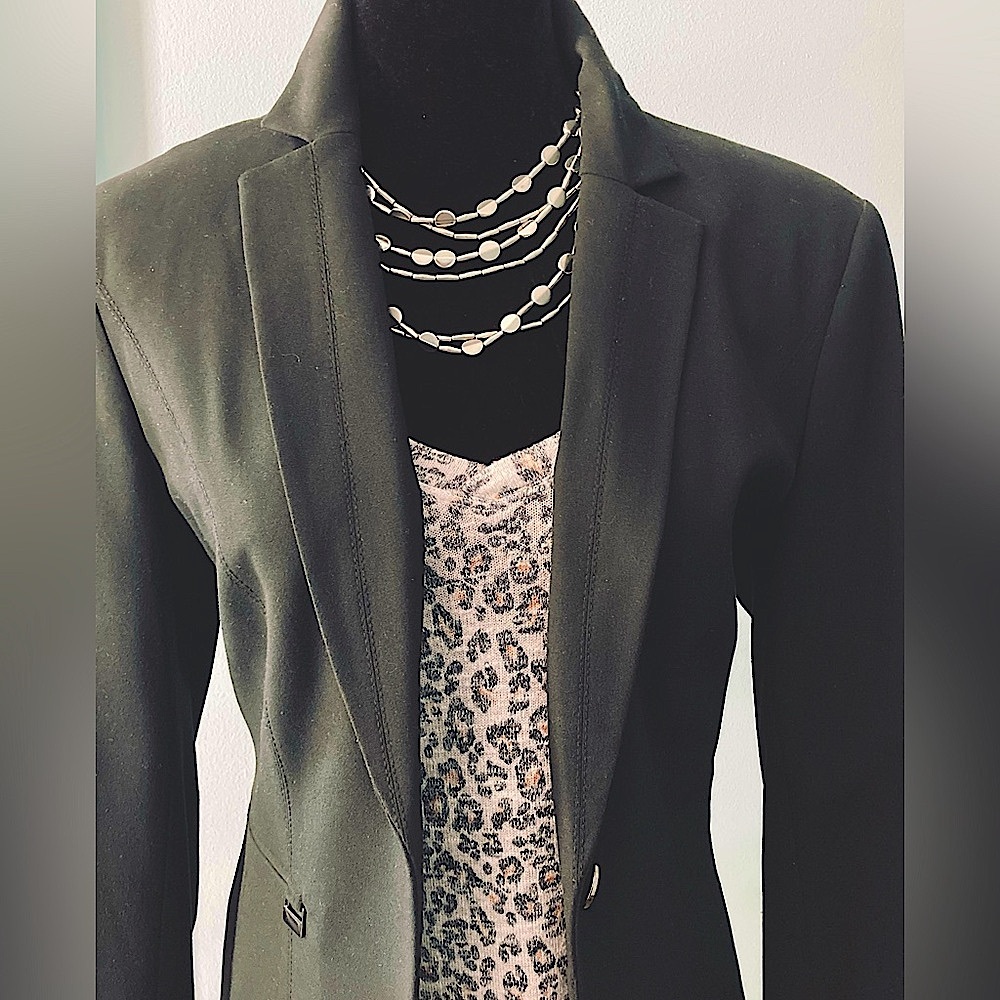 Z Supply Knit Tee V-Neck Leopard Print Tee Animal Print Knit Rayon Blend Spring - Picture 3 of 9
